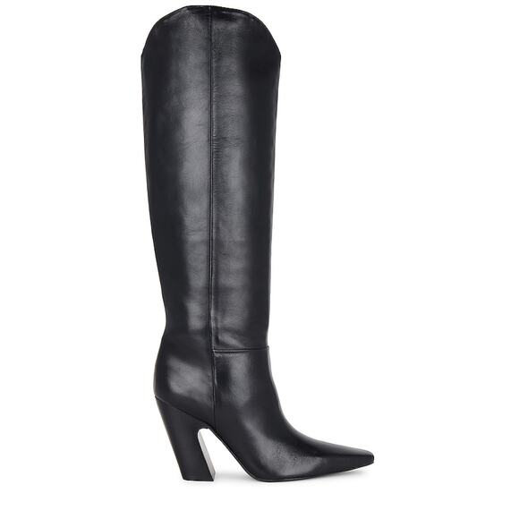 A'Mmonde Atelier 'Daria' Black Leather Wood Heel Boot Size 6.5 - NWT - Picture 1 of 5